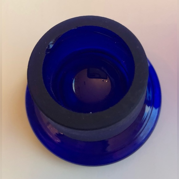Vintage Cobalt Blue Glass Apothecary Bottle w/Ground Glass Neck & Lid Stopper - Picture 6 of 14